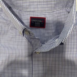 UNTUCKit Blue Casual Button Down Shirt with Crisp Cotton Fabric